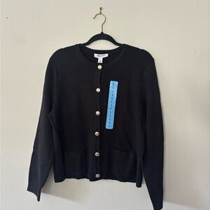 Nine West Black Cardigan with Gold Accent